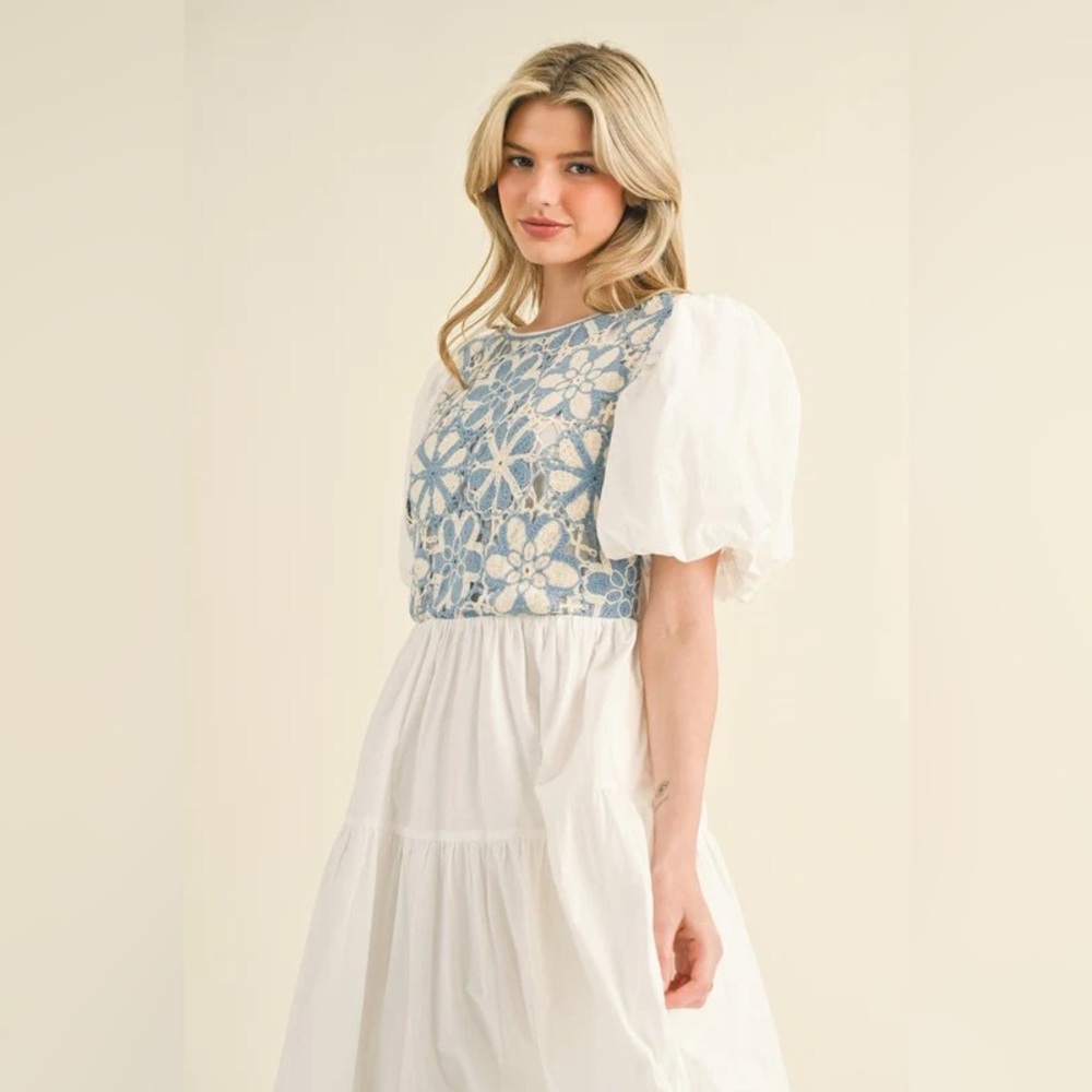 Crochet Tiered Midi Dress - Picture 5 of 6